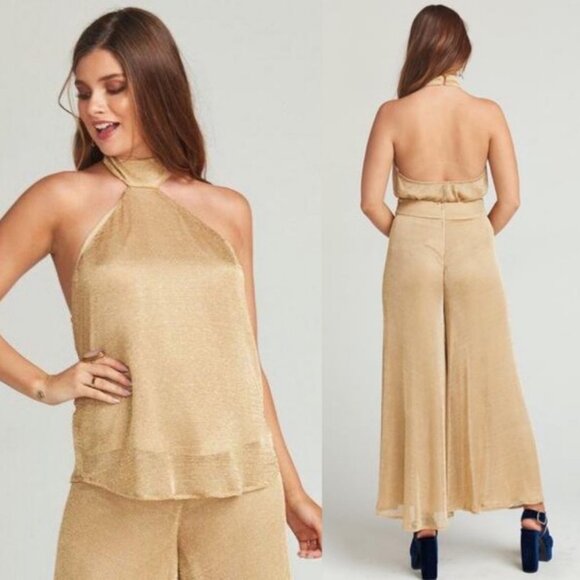 NWT Show Me Your Mumu Alessandra Halter Top Gold Mesh Size Medium New With Tags - Picture 7 of 14